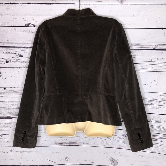 LOFT Ann Taylor NWT Size 14 Brown Fully Lined Button Front Velvet Jacket - Picture 3 of 5